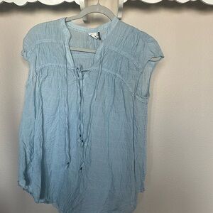 Anthropologie Akemi & Kin Renee Tie Loose Fit Blouse Frayed Edge